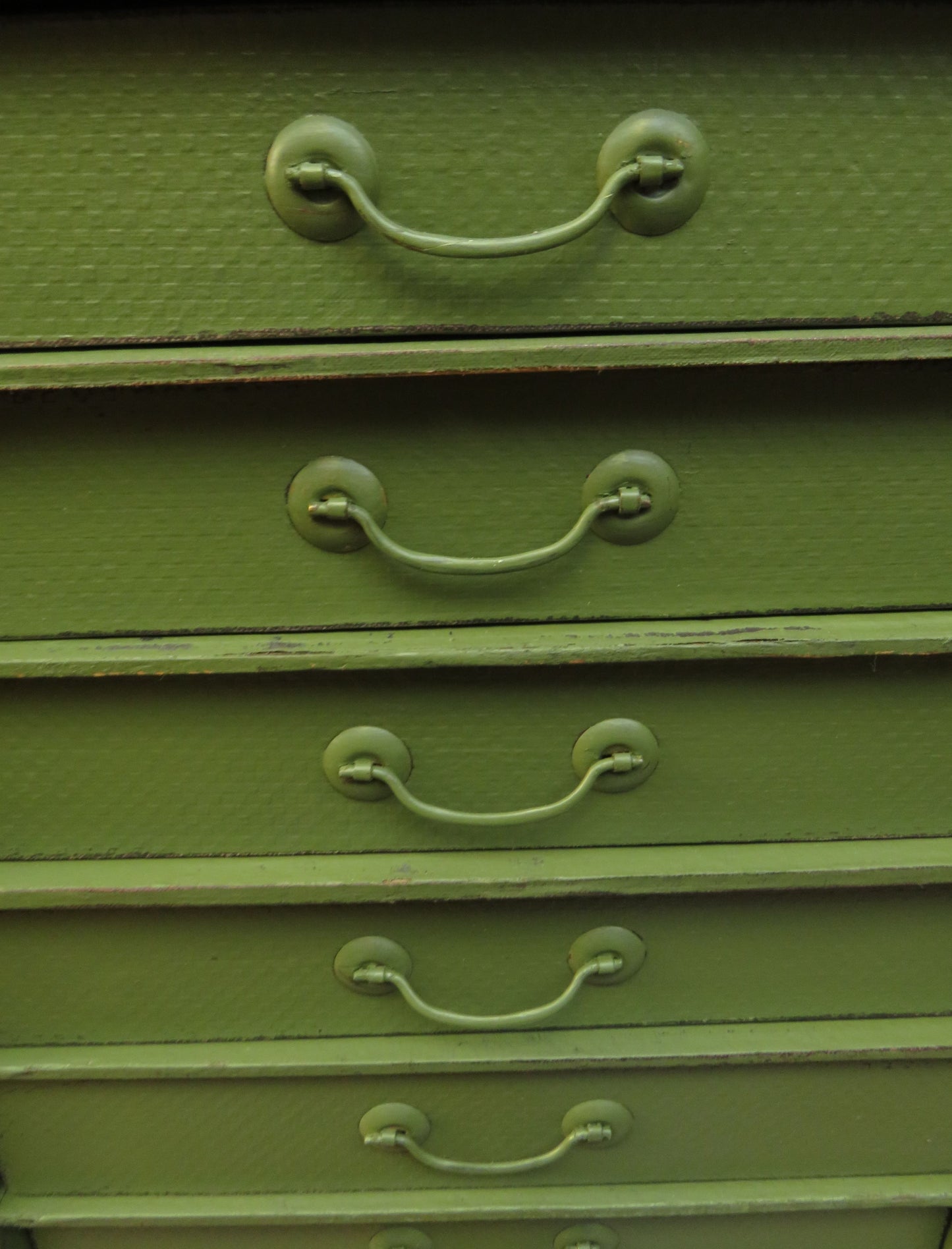 Green Painted Table top Stationery Filing Drawers