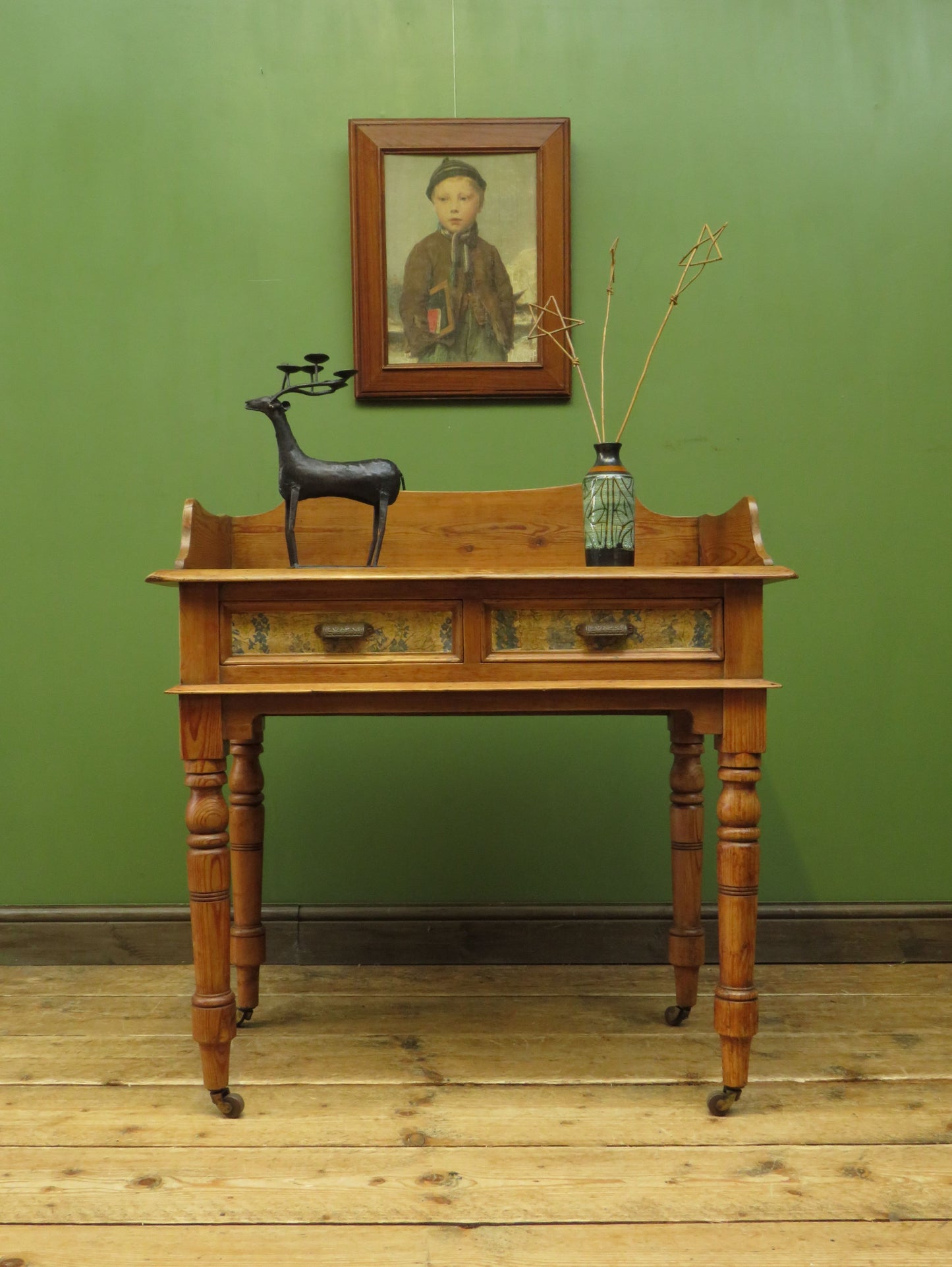Victorian Pine Washstand with Decoupaged Drawers
