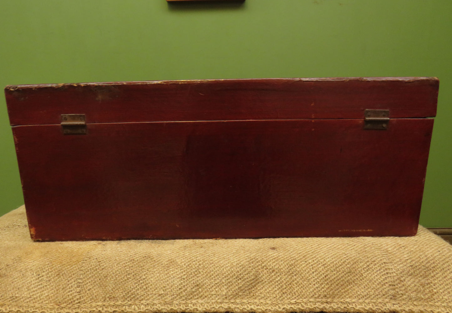 Vintage Oriental Red Storage Box with brass Catch