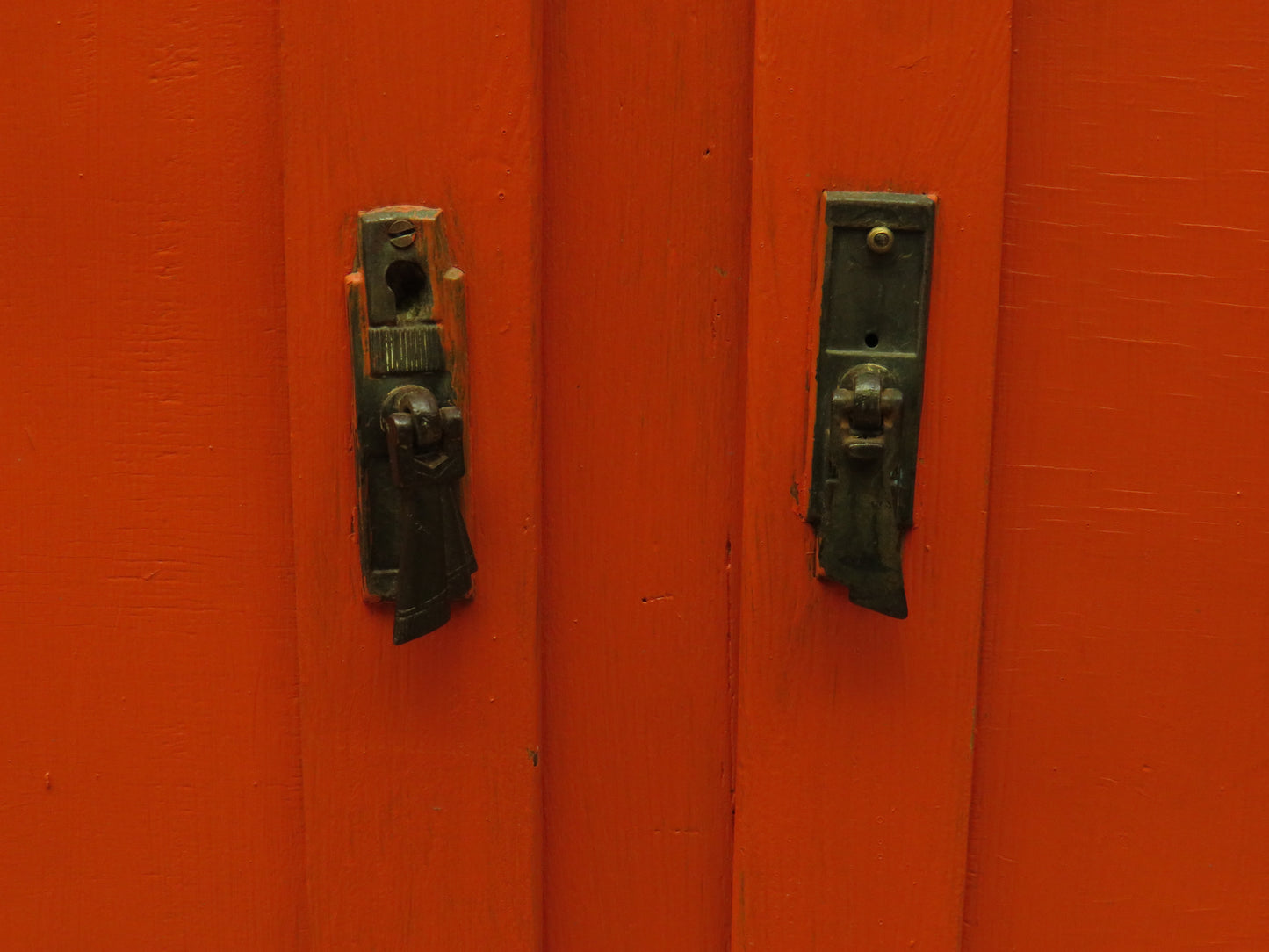 Small Vintage Orange Enamelled Topped Cupboard for Bathroom or Kitchen Storage