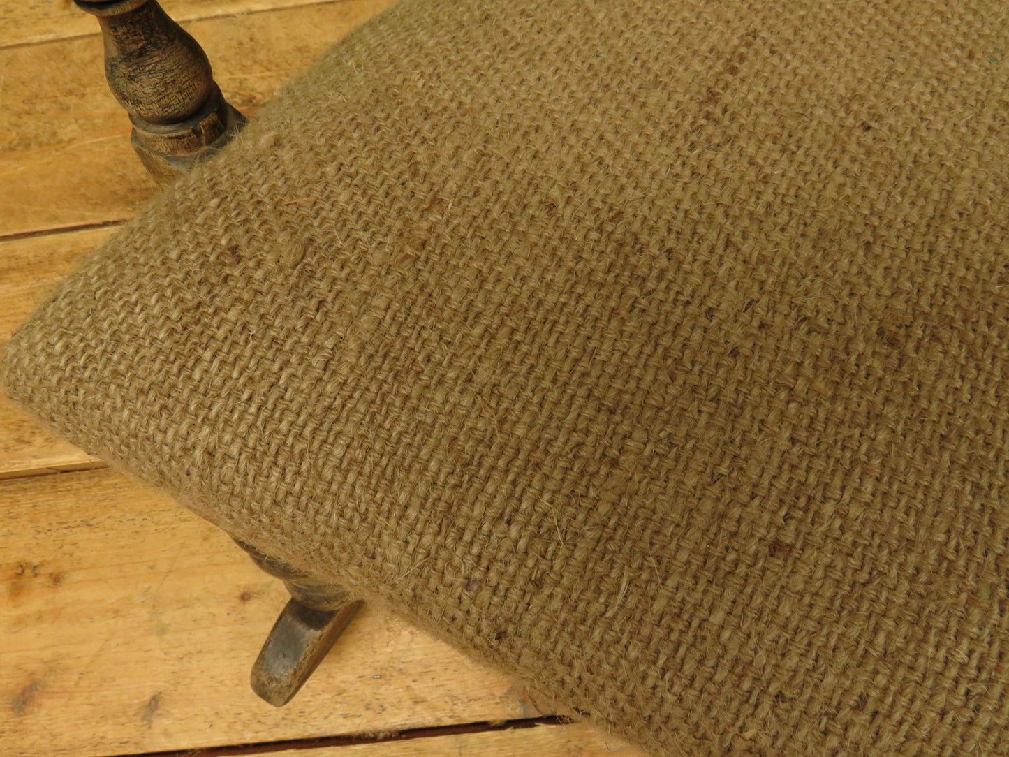Rustic Country Elm Rocking Chair with Burlap Sack Cloth Seat