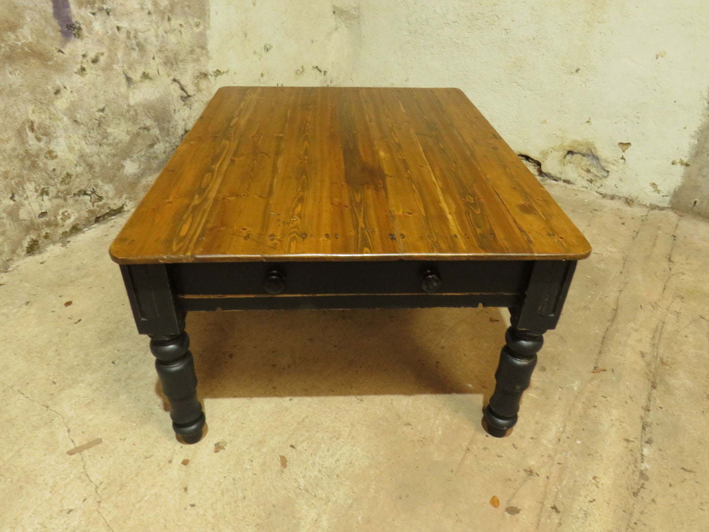 Large Dining Table with Black Base, upcycled from a billiards table