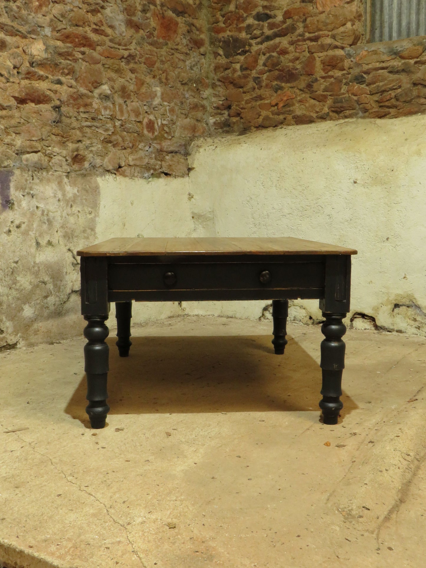 Large Dining Table with Black Base, upcycled from a billiards table