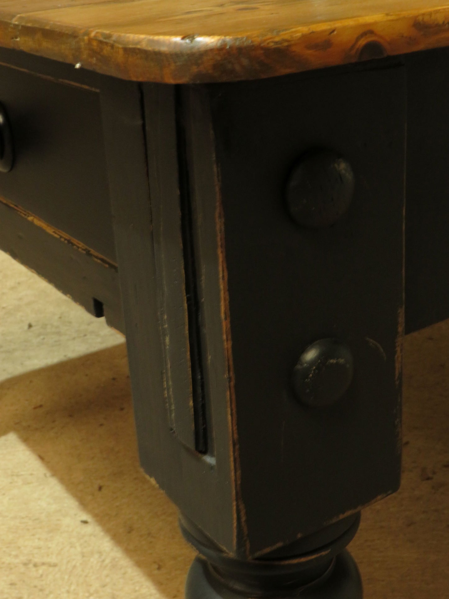 Large Dining Table with Black Base, upcycled from a billiards table