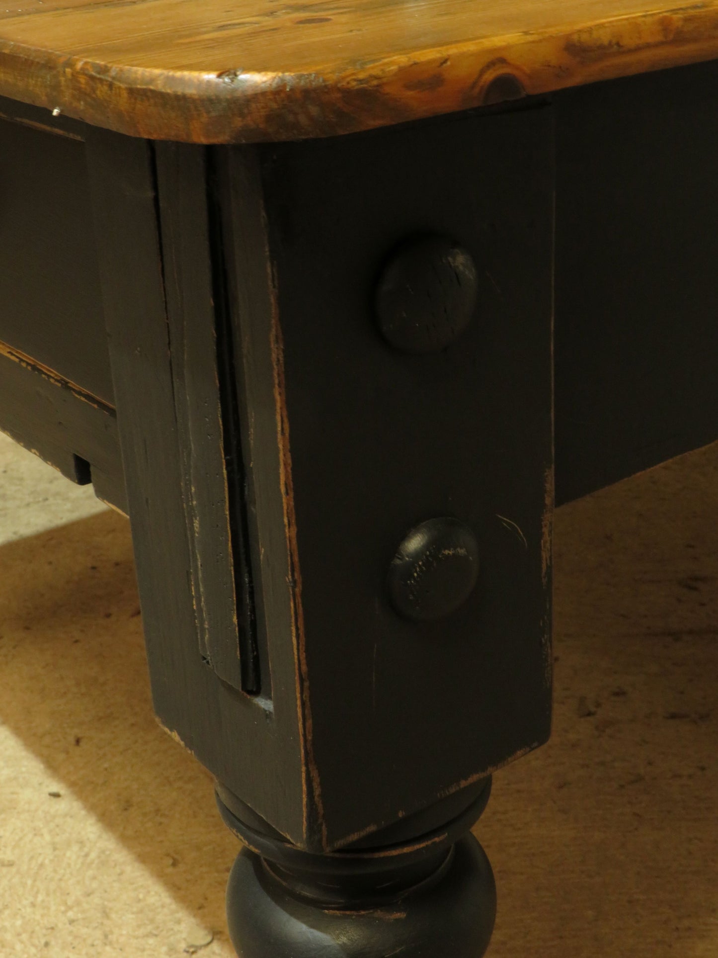 Large Dining Table with Black Base, upcycled from a billiards table