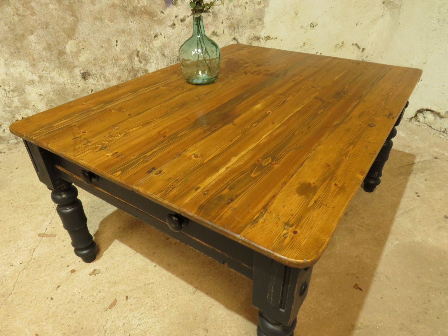 Large Dining Table with Black Base, upcycled from a billiards table