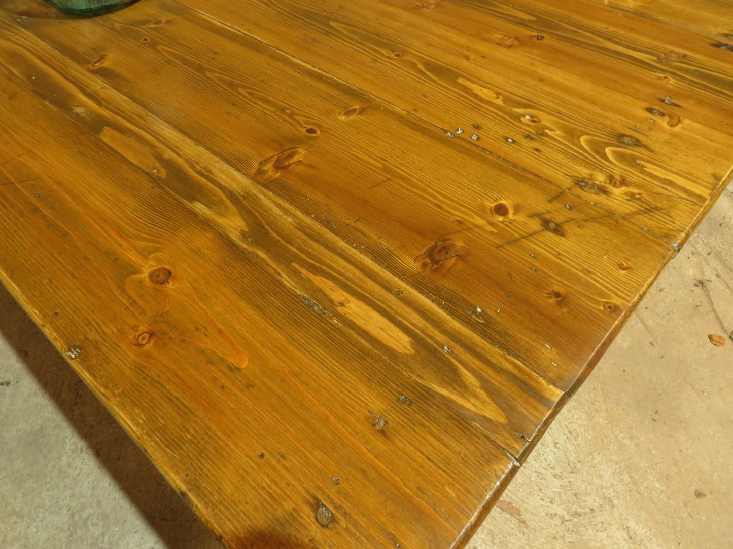 Large Dining Table with Black Base, upcycled from a billiards table