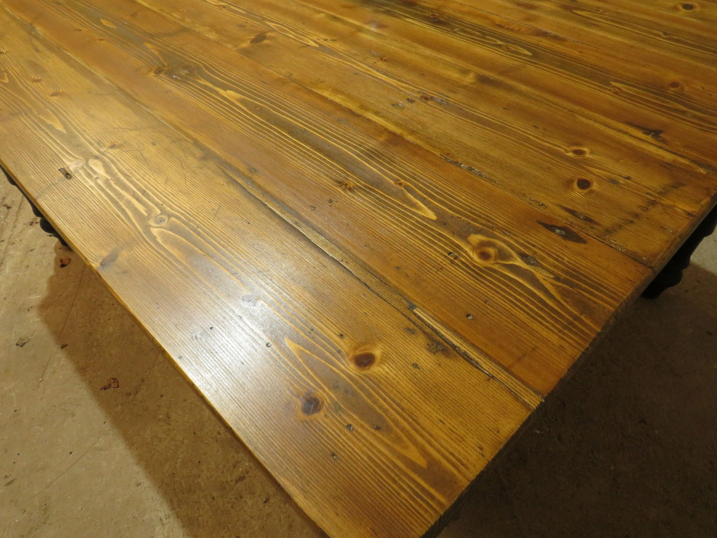 Large Dining Table with Black Base, upcycled from a billiards table