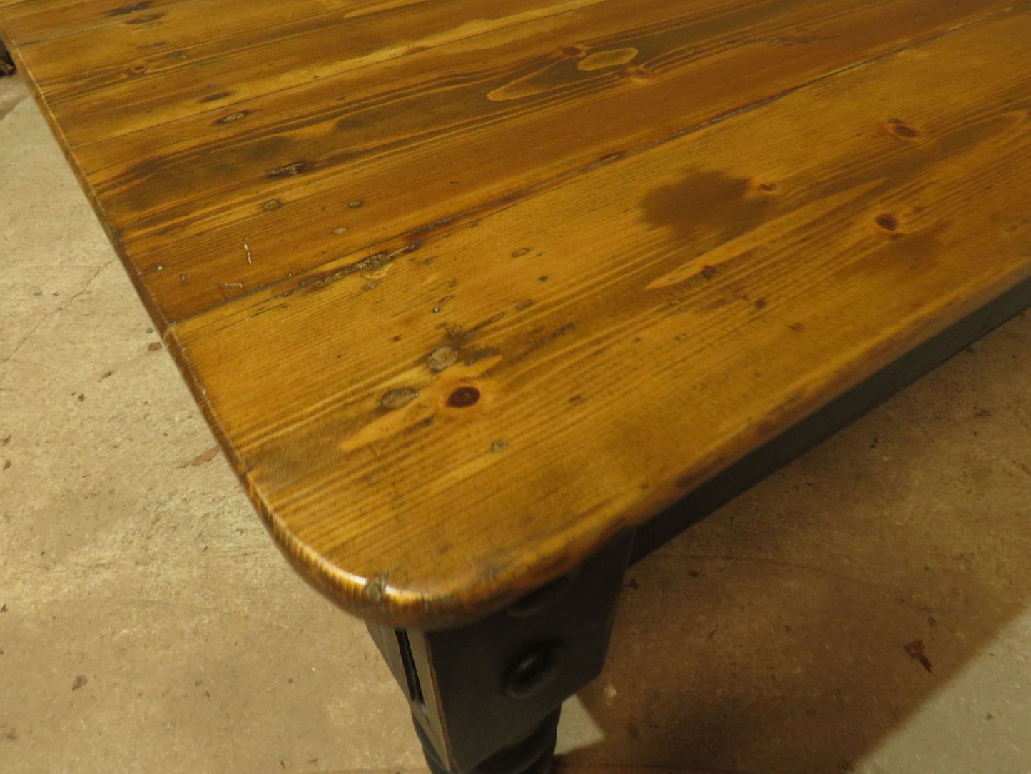 Large Dining Table with Black Base, upcycled from a billiards table