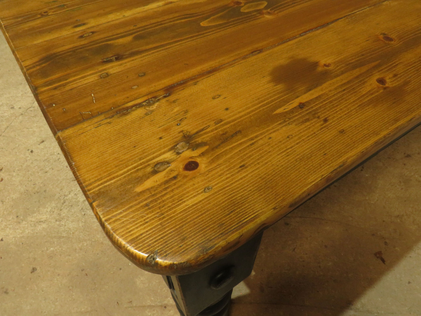 Large Dining Table with Black Base, upcycled from a billiards table