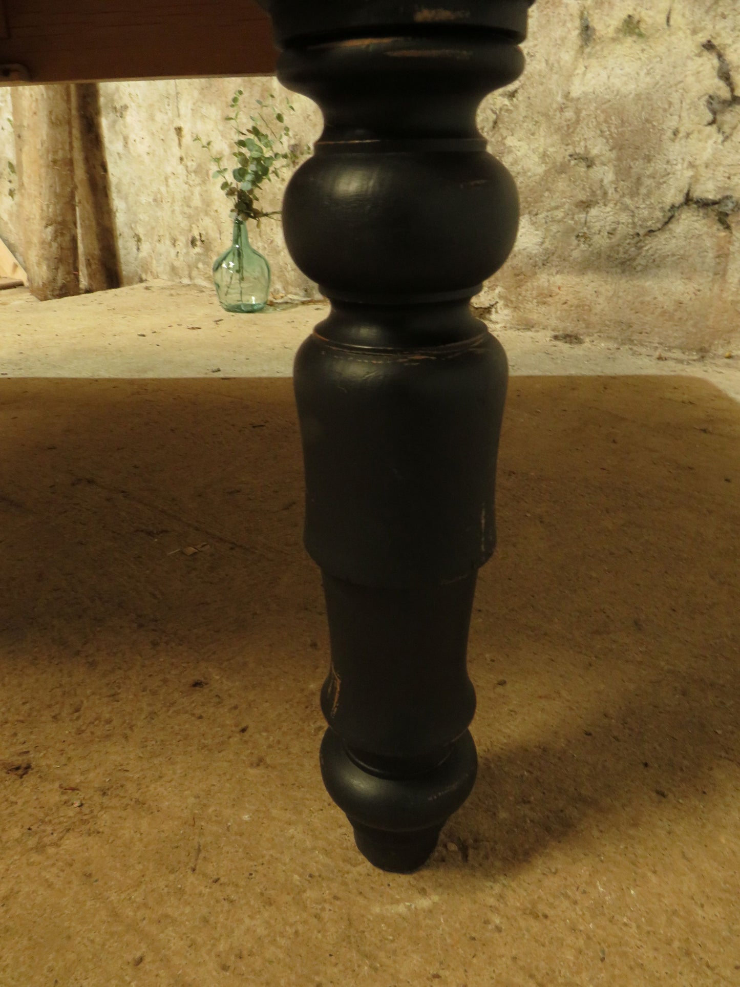 Large Dining Table with Black Base, upcycled from a billiards table