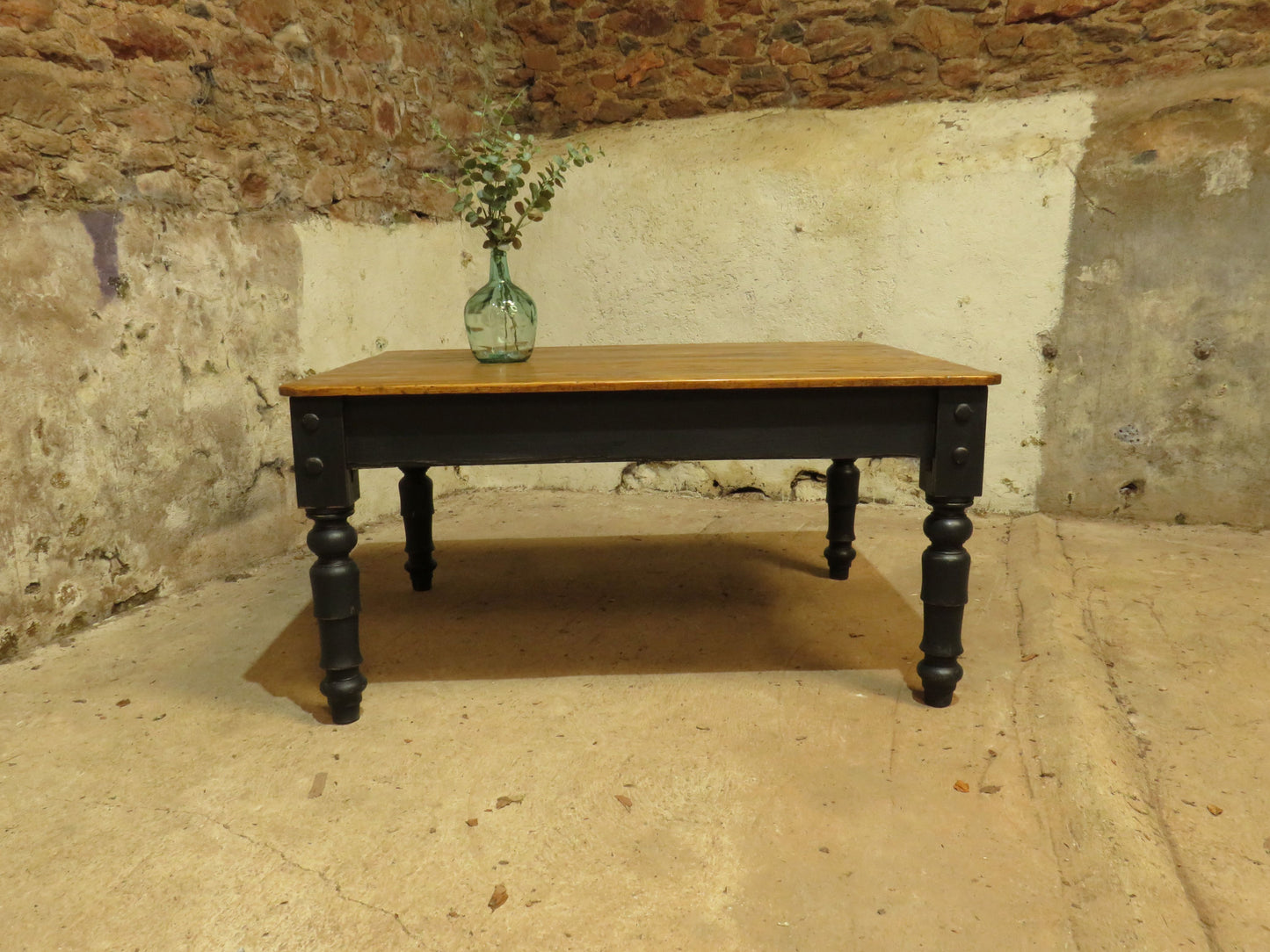 Large Dining Table with Black Base, upcycled from a billiards table