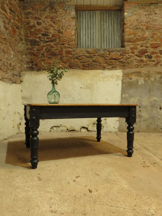 Large Dining Table with Black Base, upcycled from a billiards table