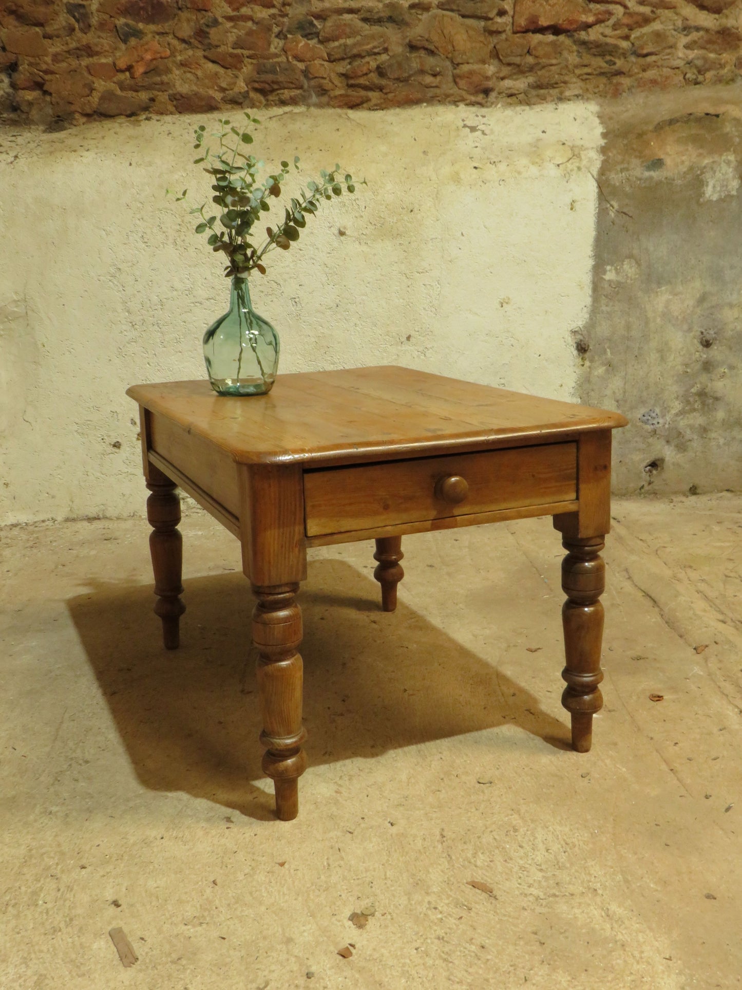 Small Restored Victorian Pine Kitchen Table with Drawer