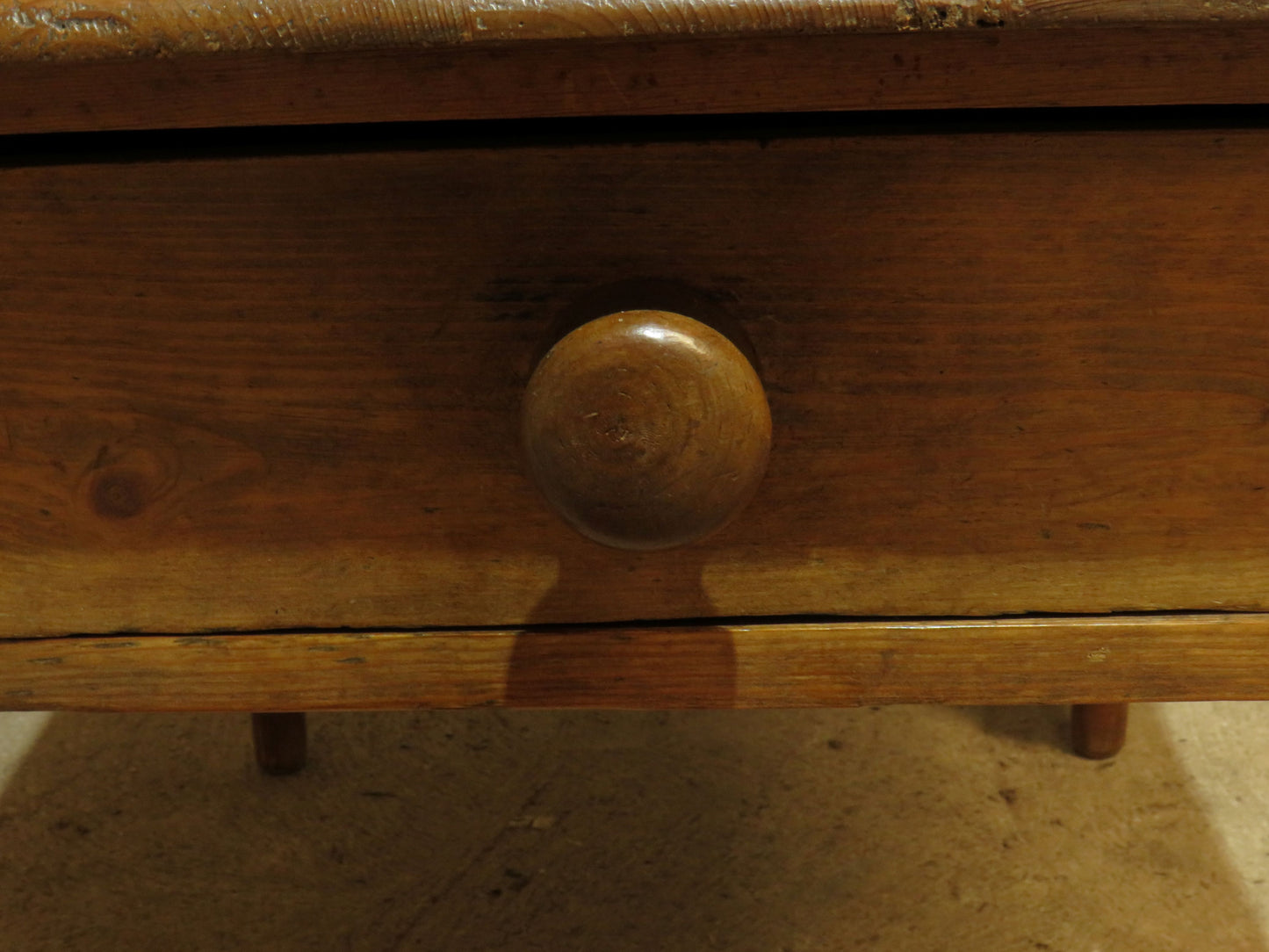Small Restored Victorian Pine Kitchen Table with Drawer