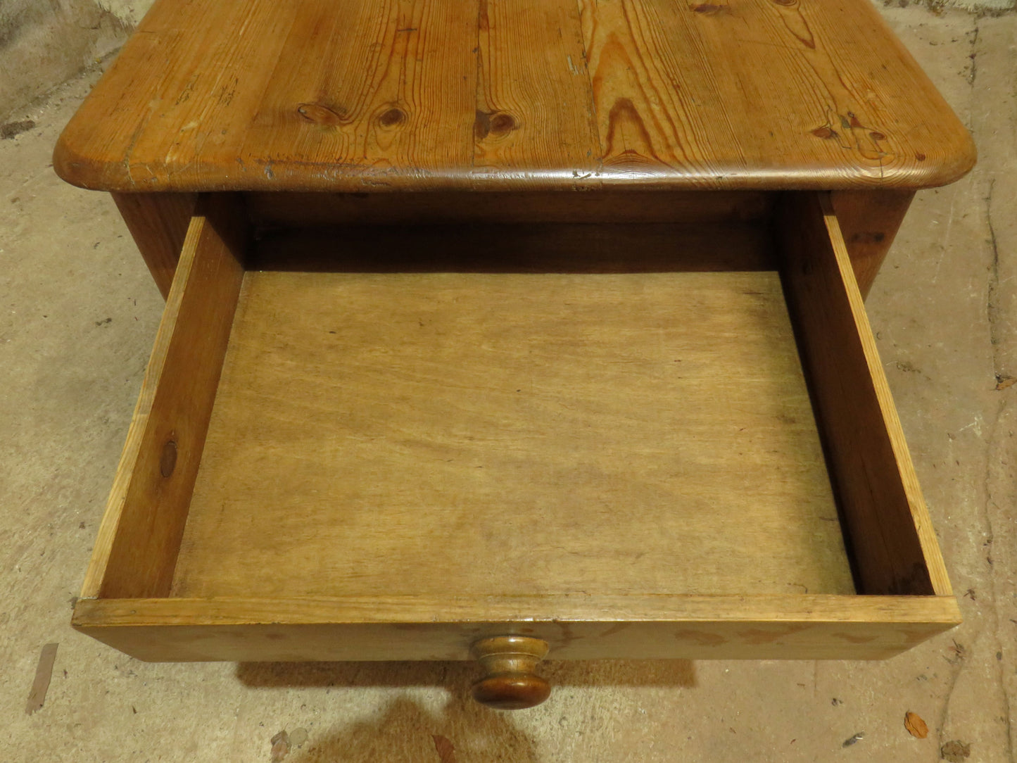 Small Restored Victorian Pine Kitchen Table with Drawer