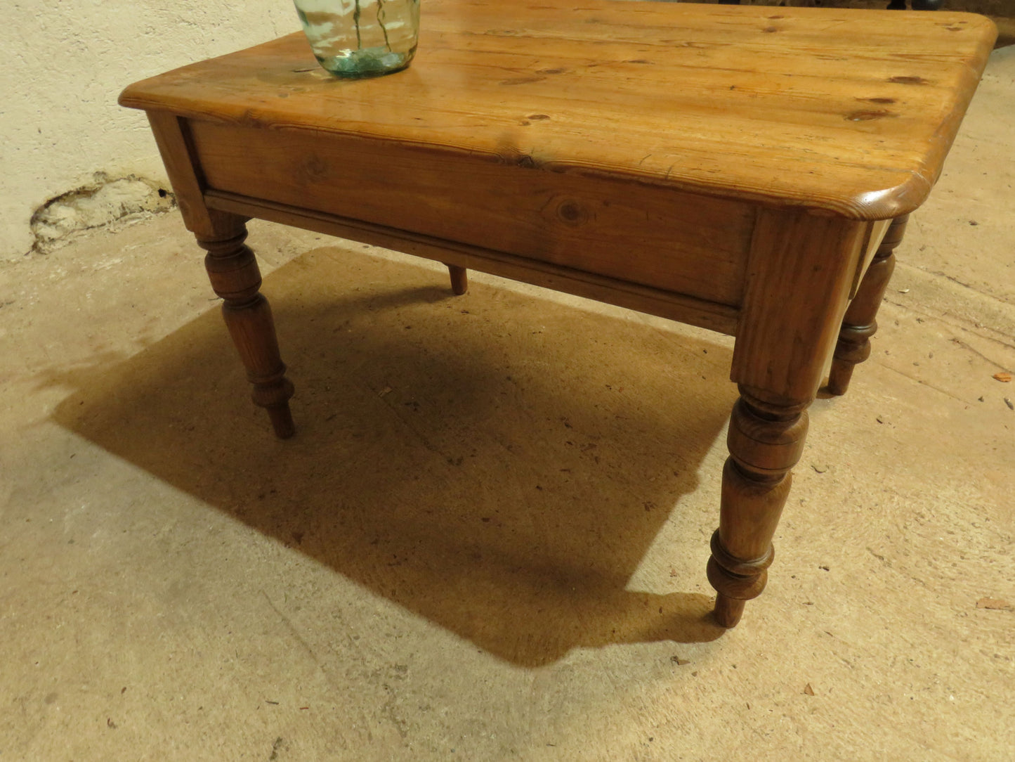 Small Restored Victorian Pine Kitchen Table with Drawer
