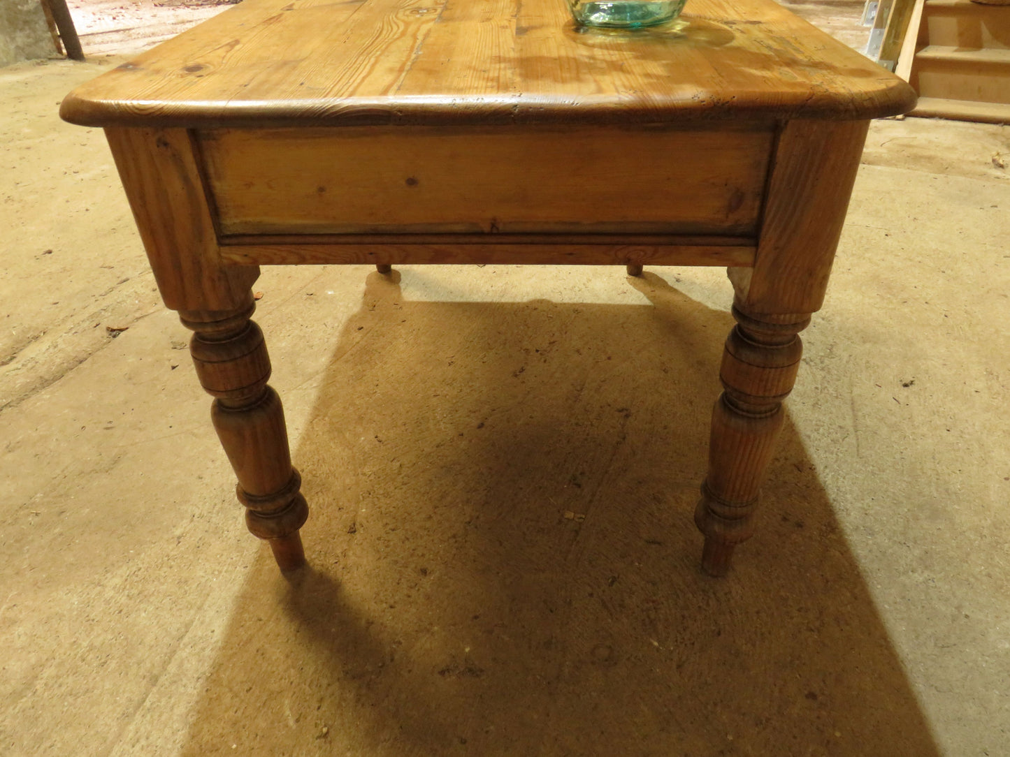 Small Restored Victorian Pine Kitchen Table with Drawer