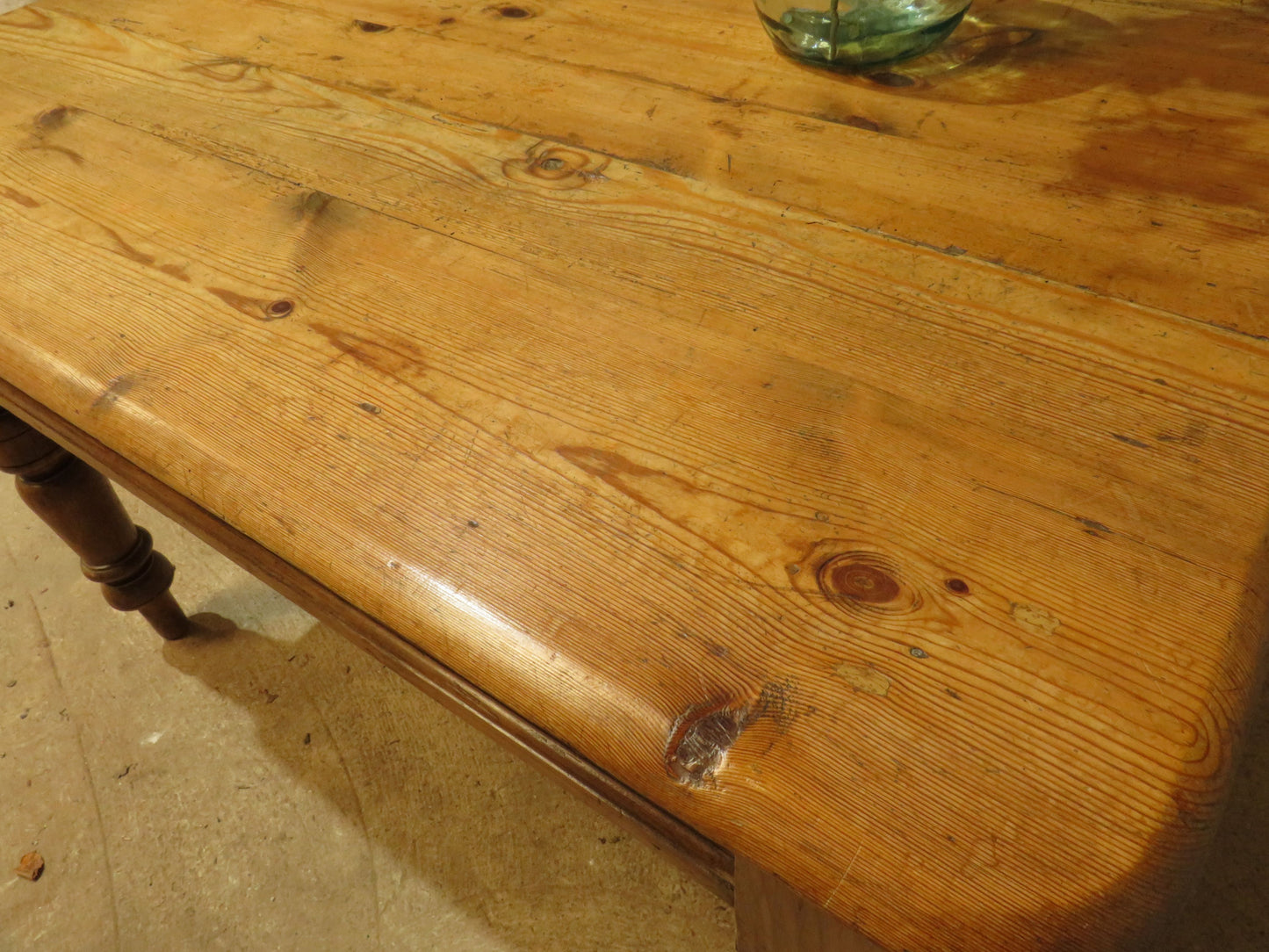 Small Restored Victorian Pine Kitchen Table with Drawer