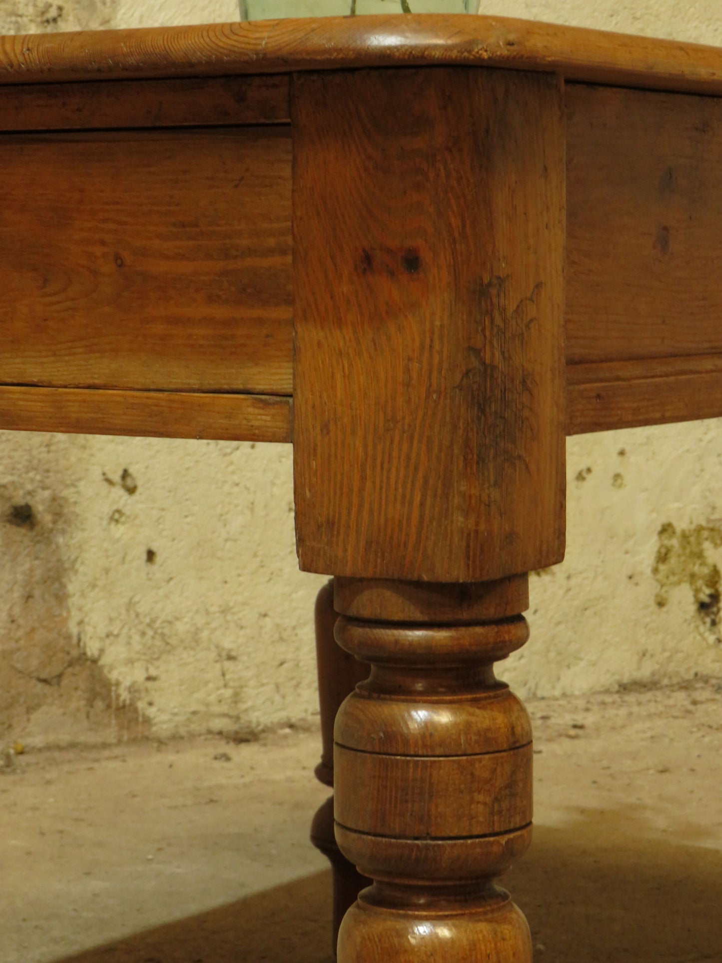 Small Restored Victorian Pine Kitchen Table with Drawer