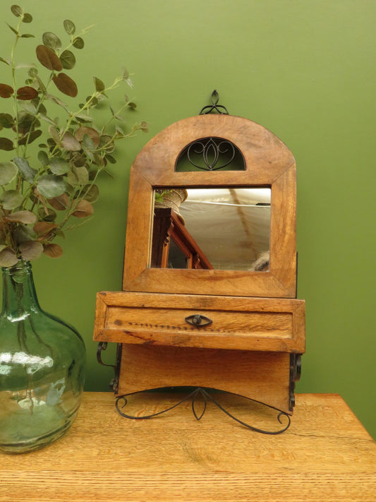 Small Rustic Wall Mirror Drawer Unit