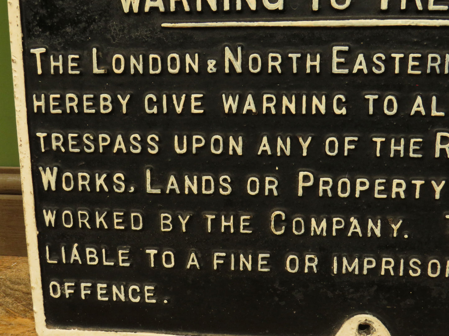 Railway Trespass Warning Sign for London and North Eastern Railway
