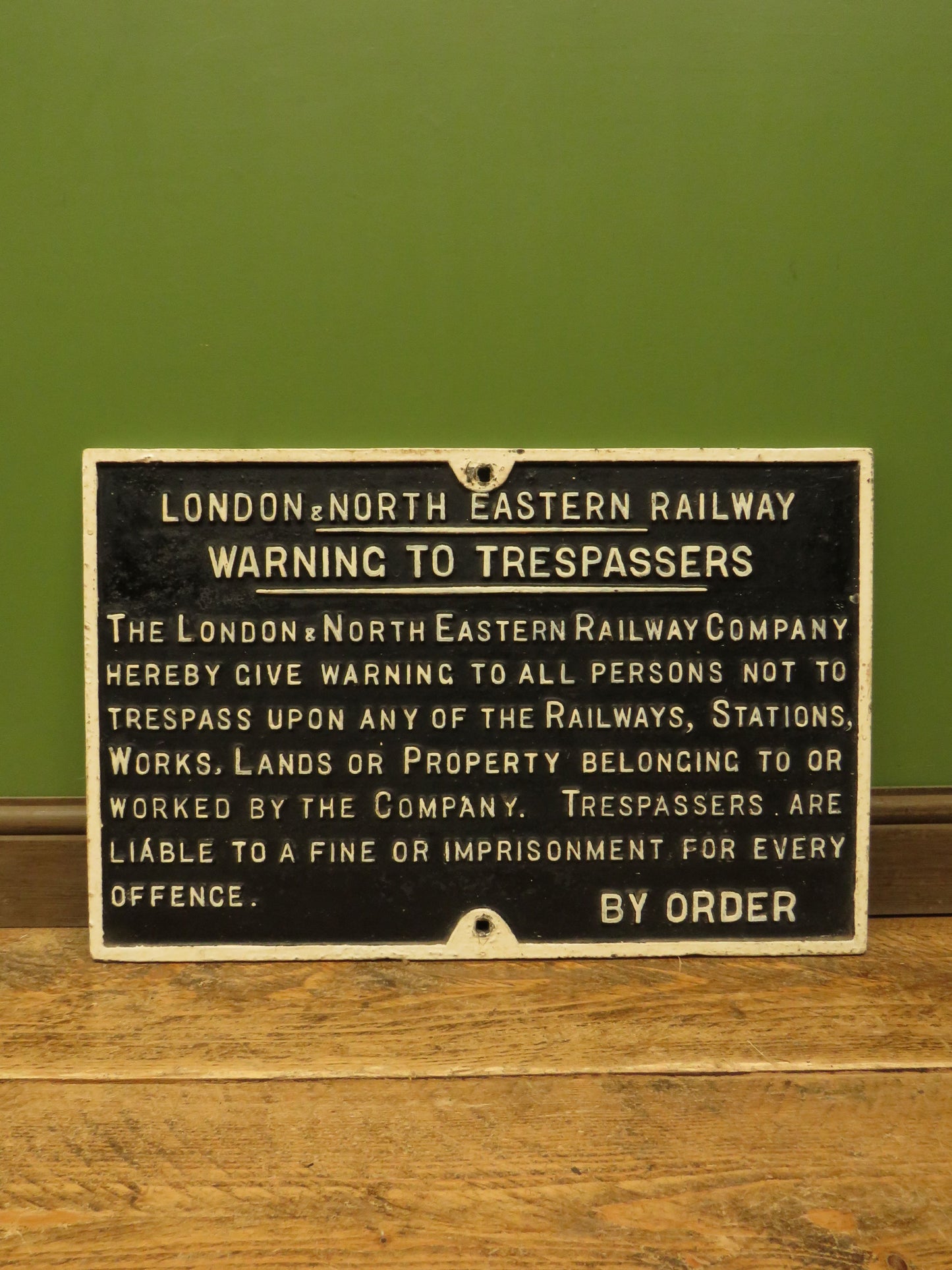 Railway Trespass Warning Sign for London and North Eastern Railway