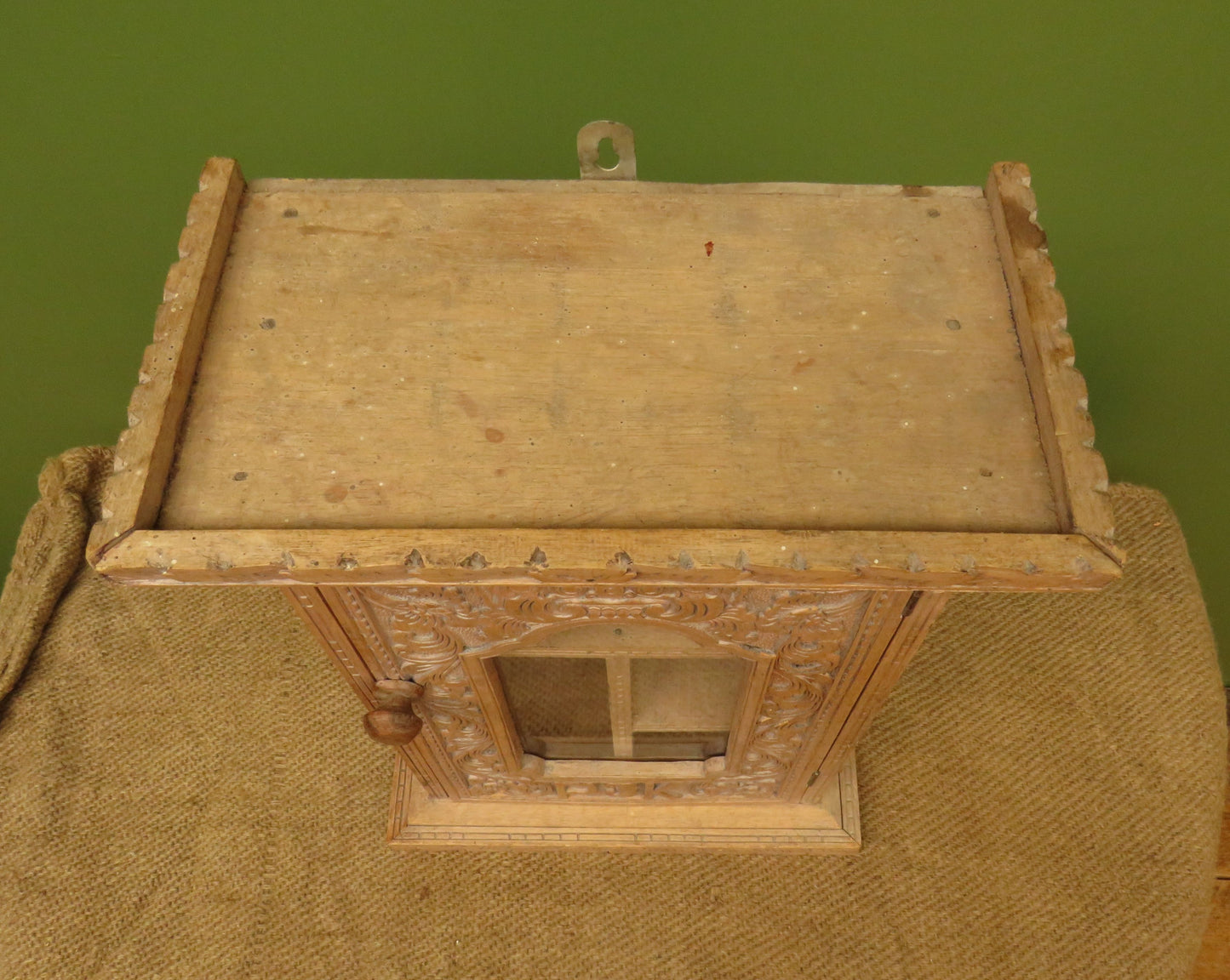 Ornate Small Indonesian Cabinet with glazed door