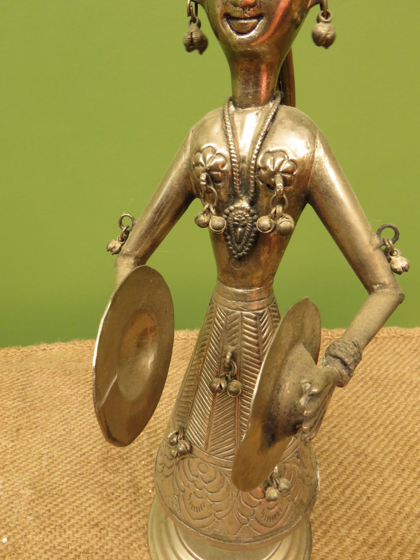 Vintage Indian Metal Musician Figurine