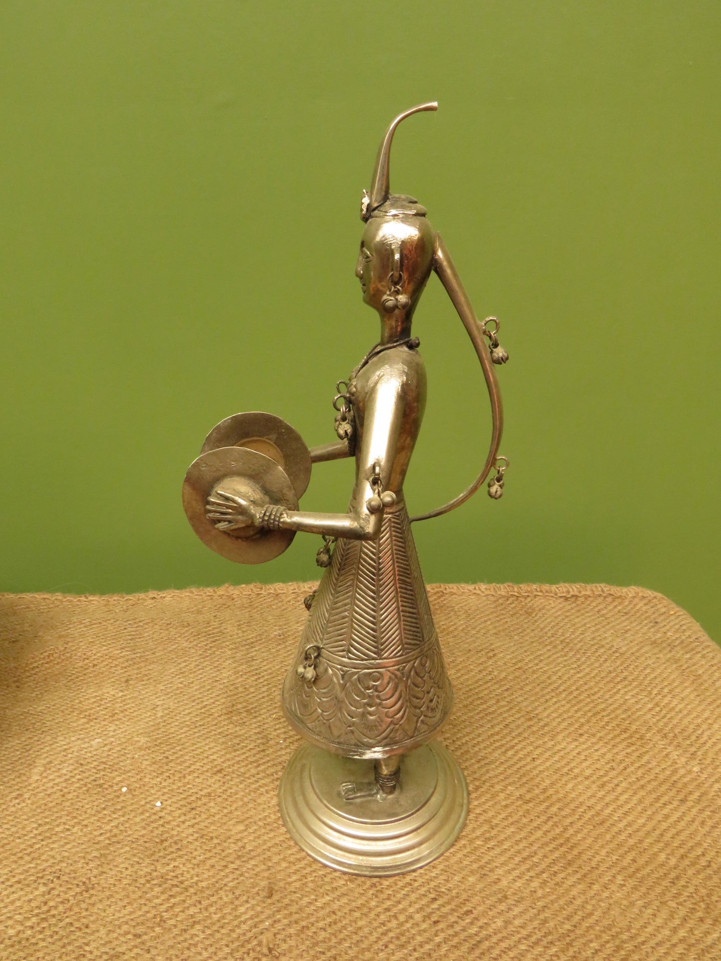 Vintage Indian Metal Musician Figurine