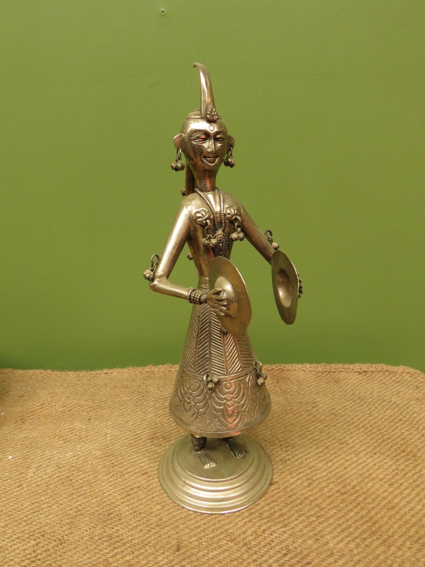 Vintage Indian Metal Musician Figurine