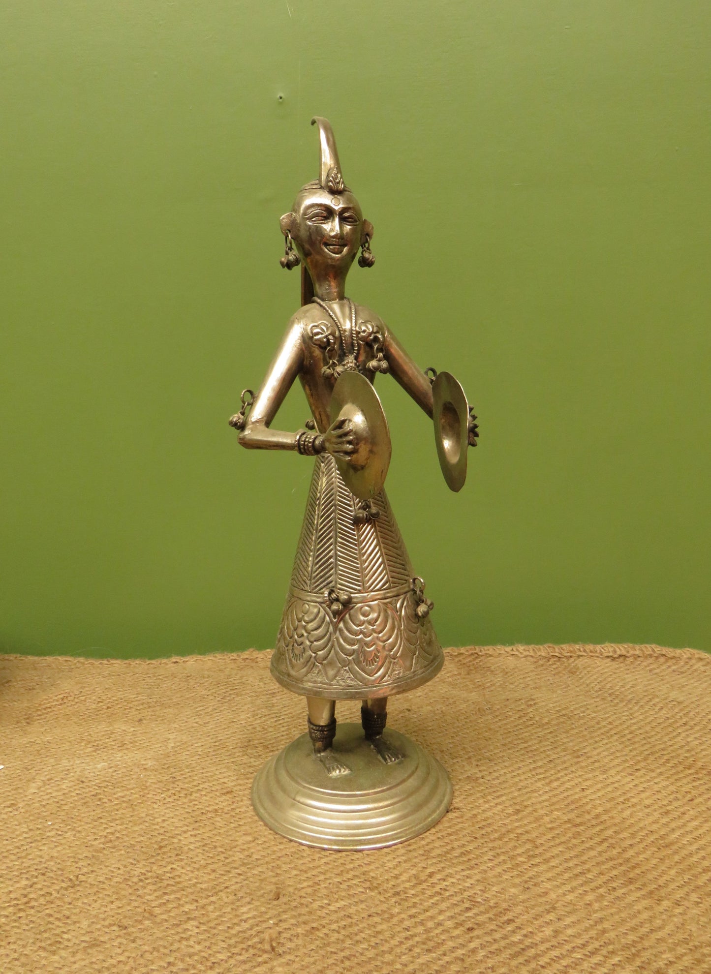 Vintage Indian Metal Musician Figurine