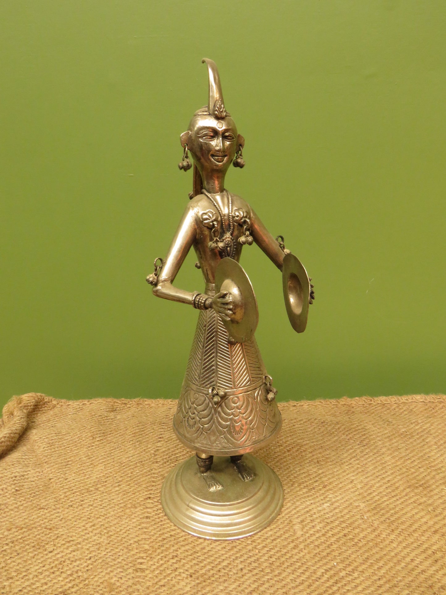 Vintage Indian Metal Musician Figurine
