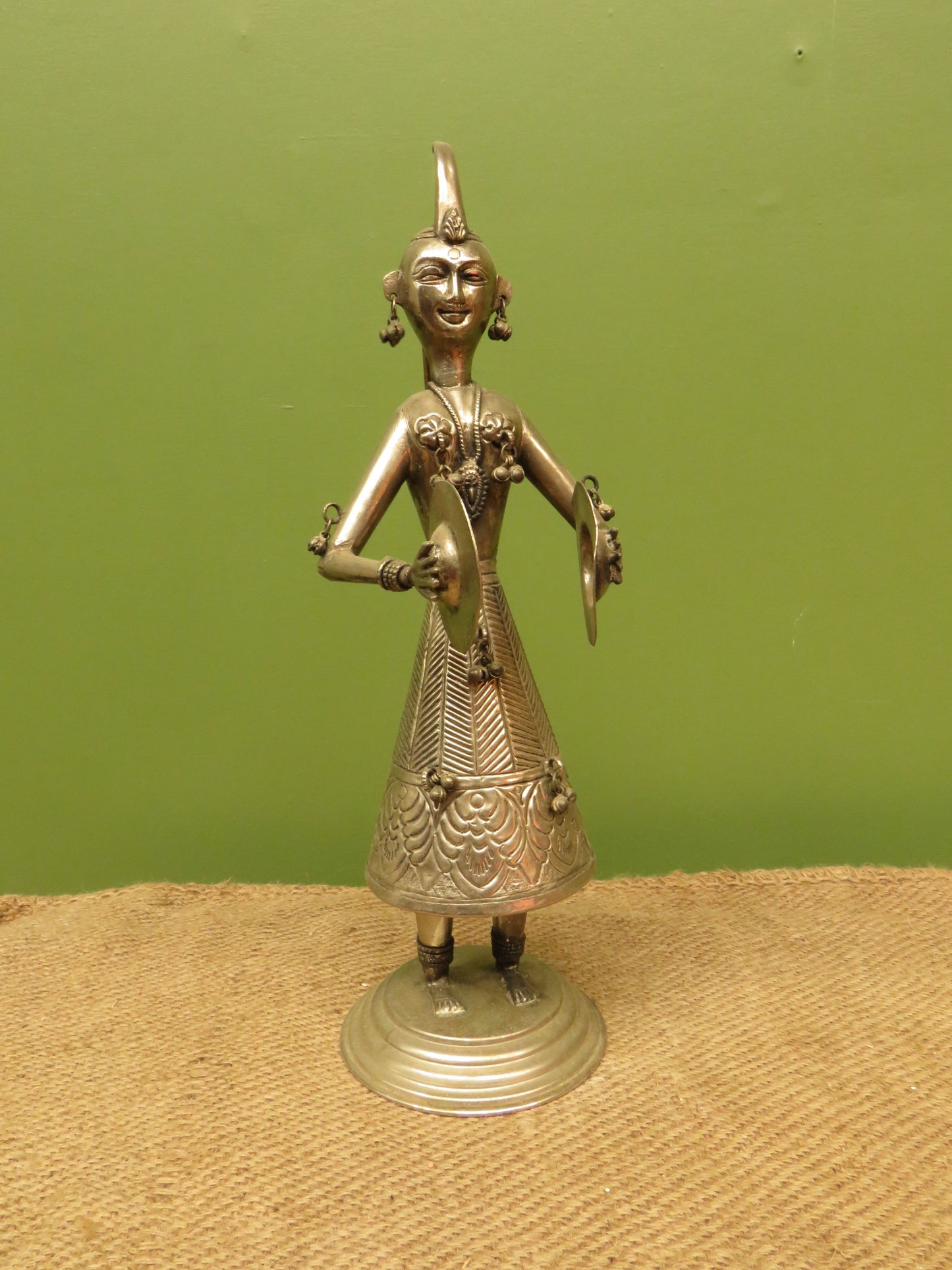 Vintage Indian Metal Musician Figurine