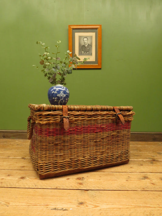 Antique Wicker Laundry Hamper Basket