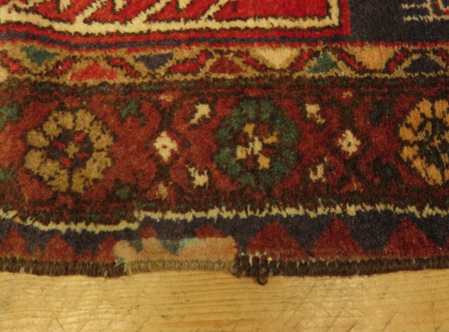 Vintage Traditional Turkish Rug in reds and blues