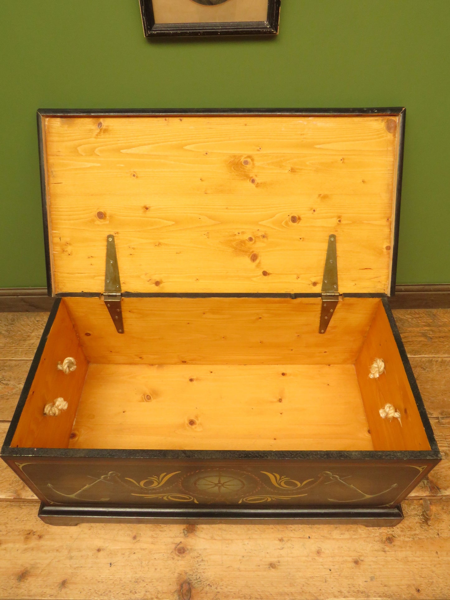 Hand Painted Nautical Themed Pine Trunk, Captain R.Phelp, Endeavour