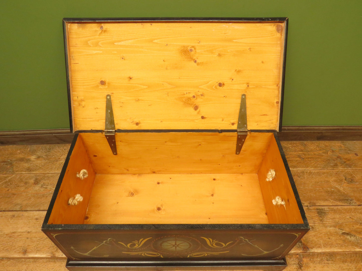 Hand Painted Nautical Themed Pine Trunk, Captain R.Phelp, Endeavour