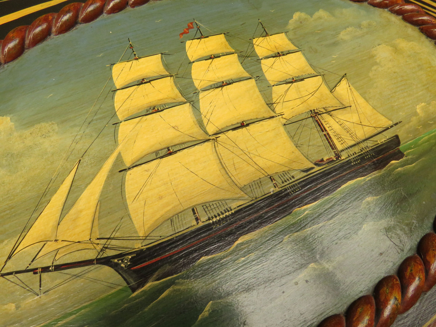 Hand Painted Nautical Themed Pine Trunk, Captain R.Phelp, Endeavour