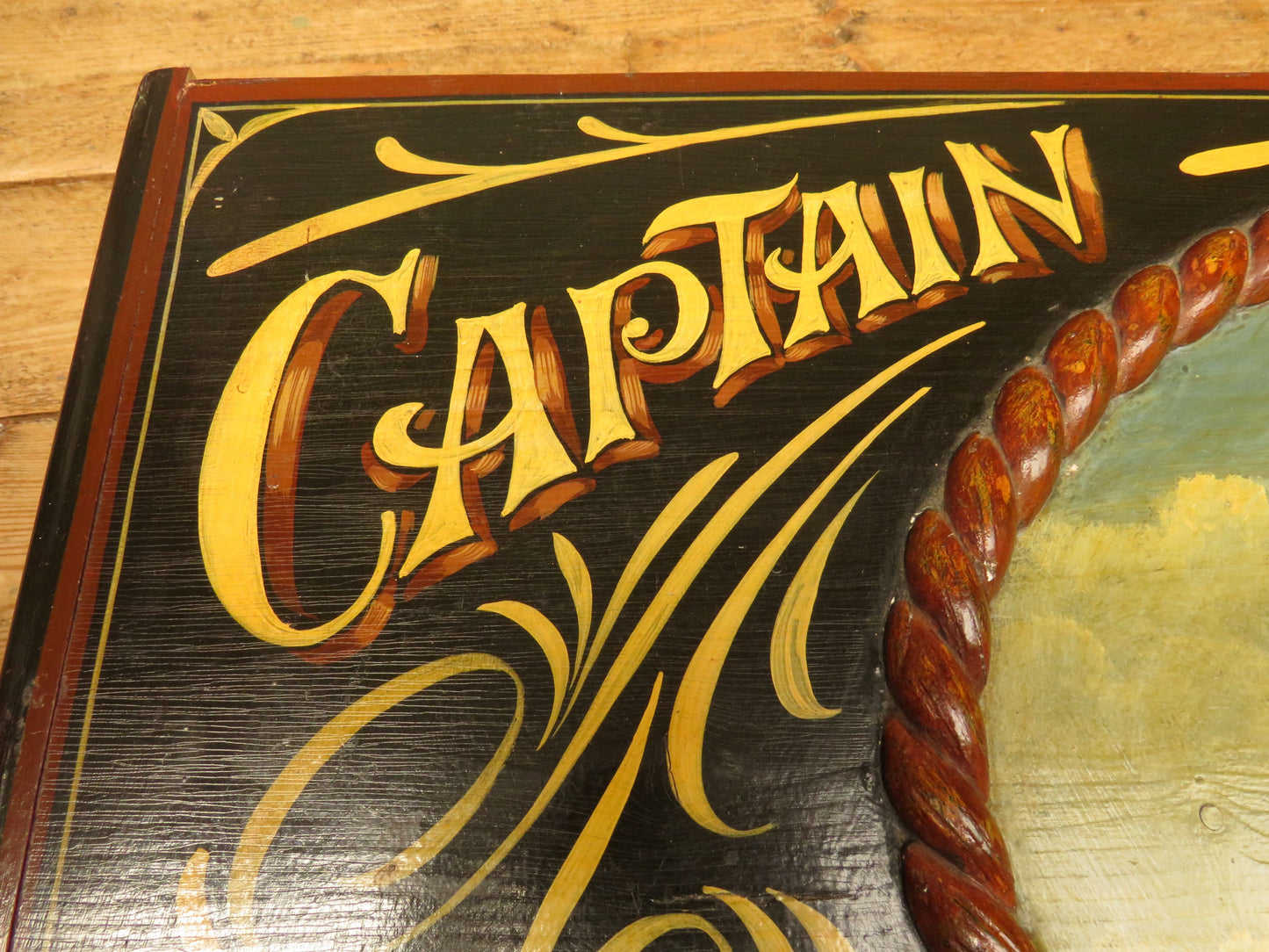 Hand Painted Nautical Themed Pine Trunk, Captain R.Phelp, Endeavour