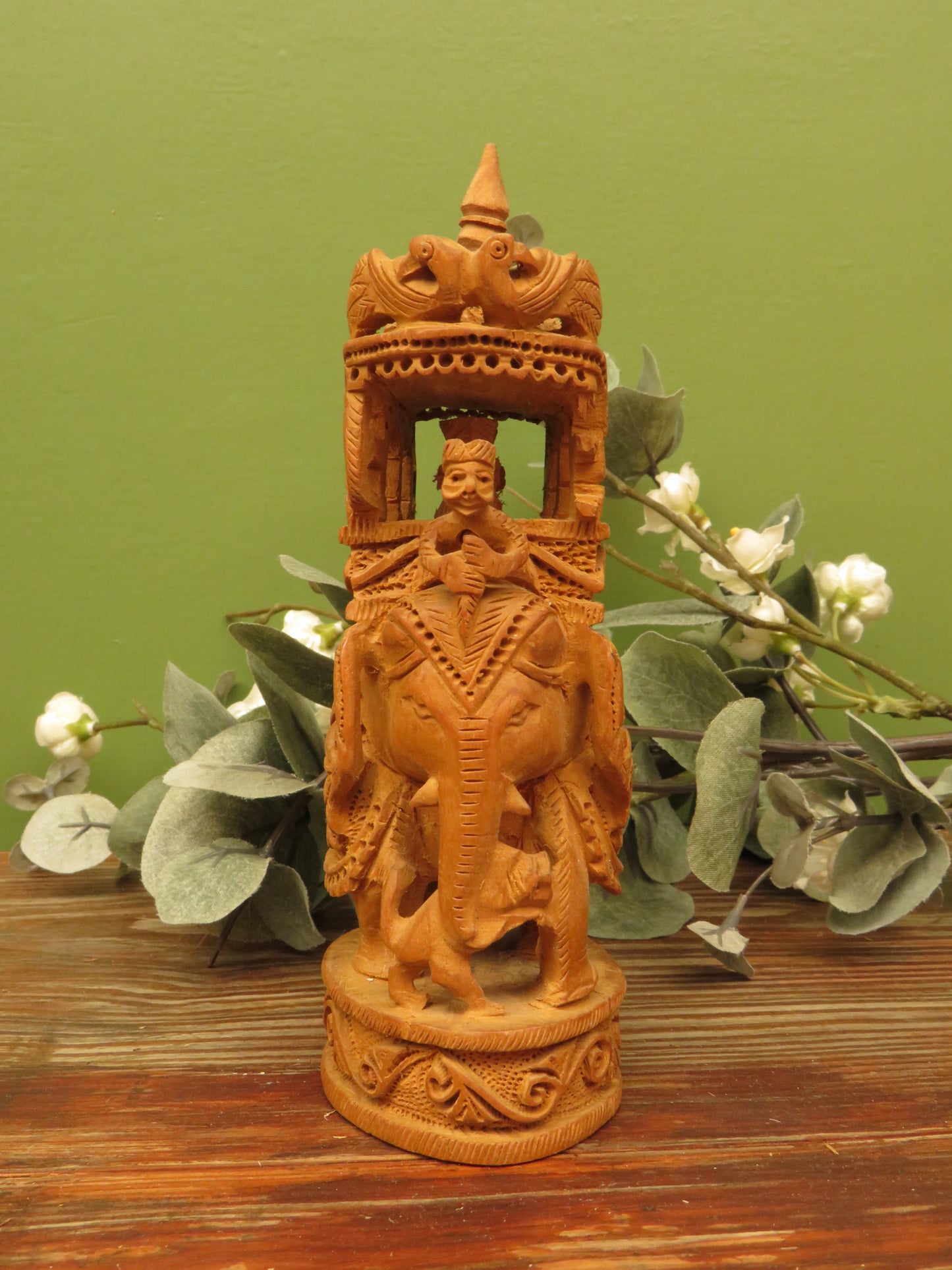 Vintage Indian Hand Carved Dasara Elephant Ornament