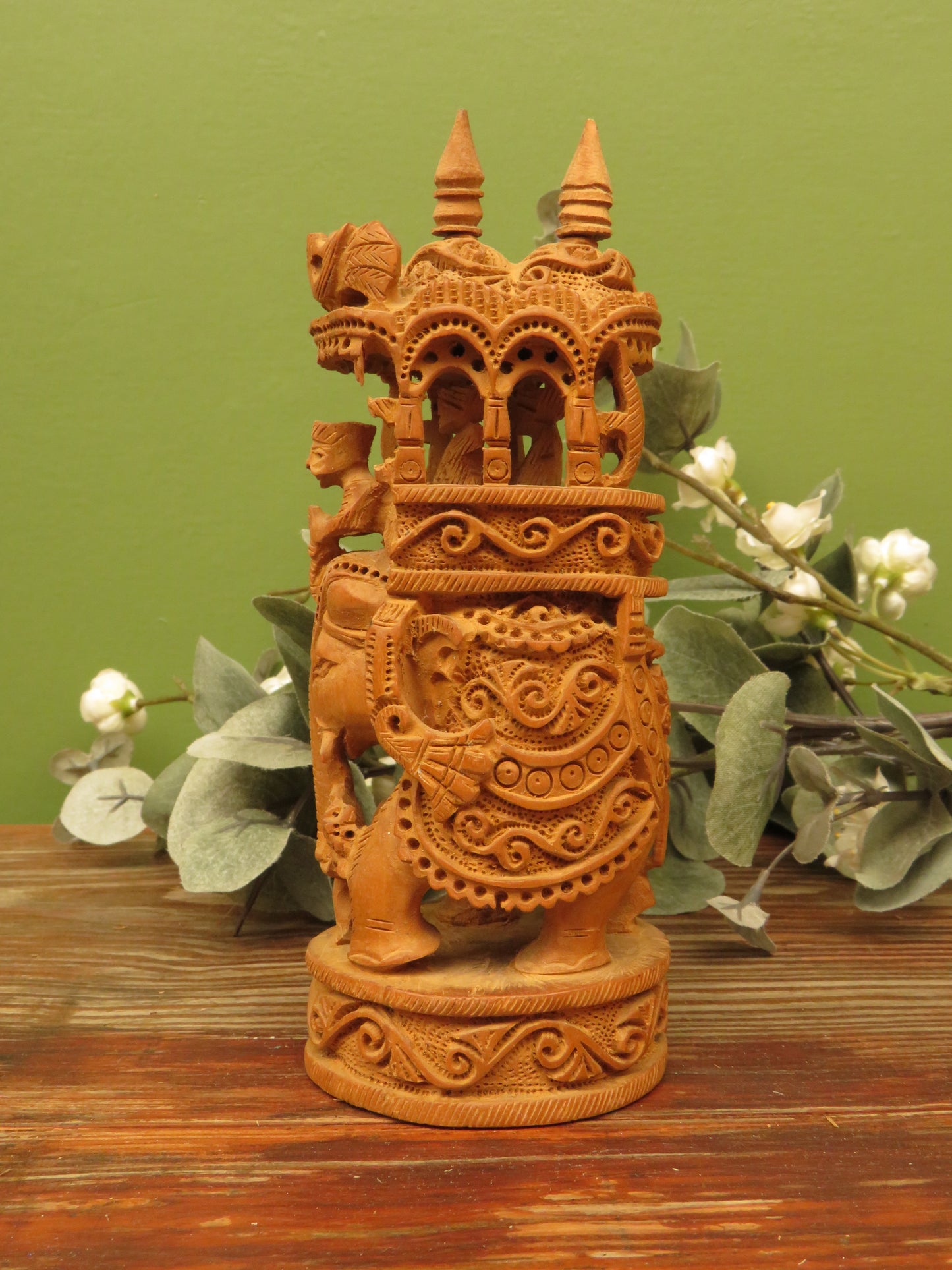 Vintage Indian Hand Carved Dasara Elephant Ornament