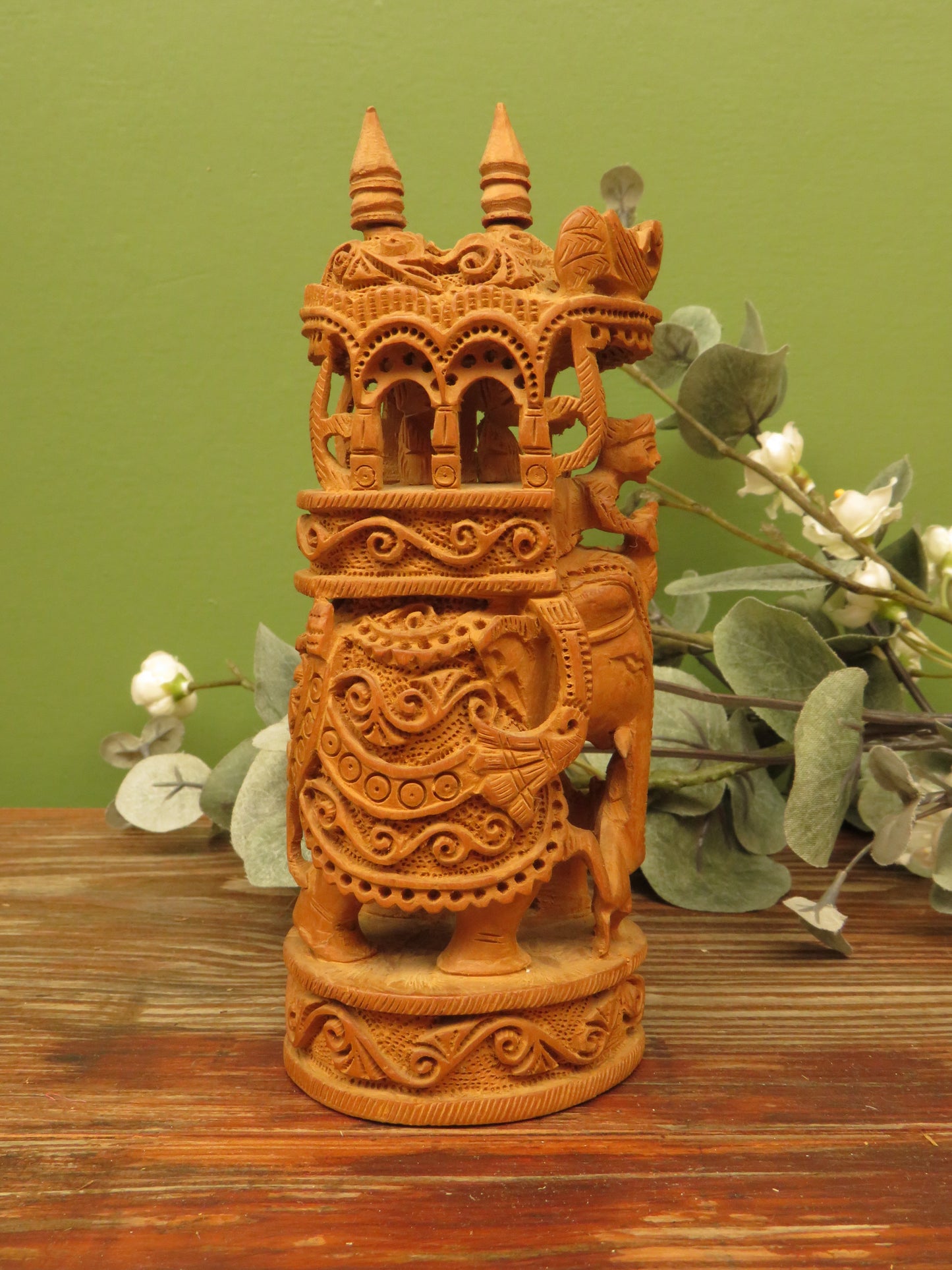 Vintage Indian Hand Carved Dasara Elephant Ornament