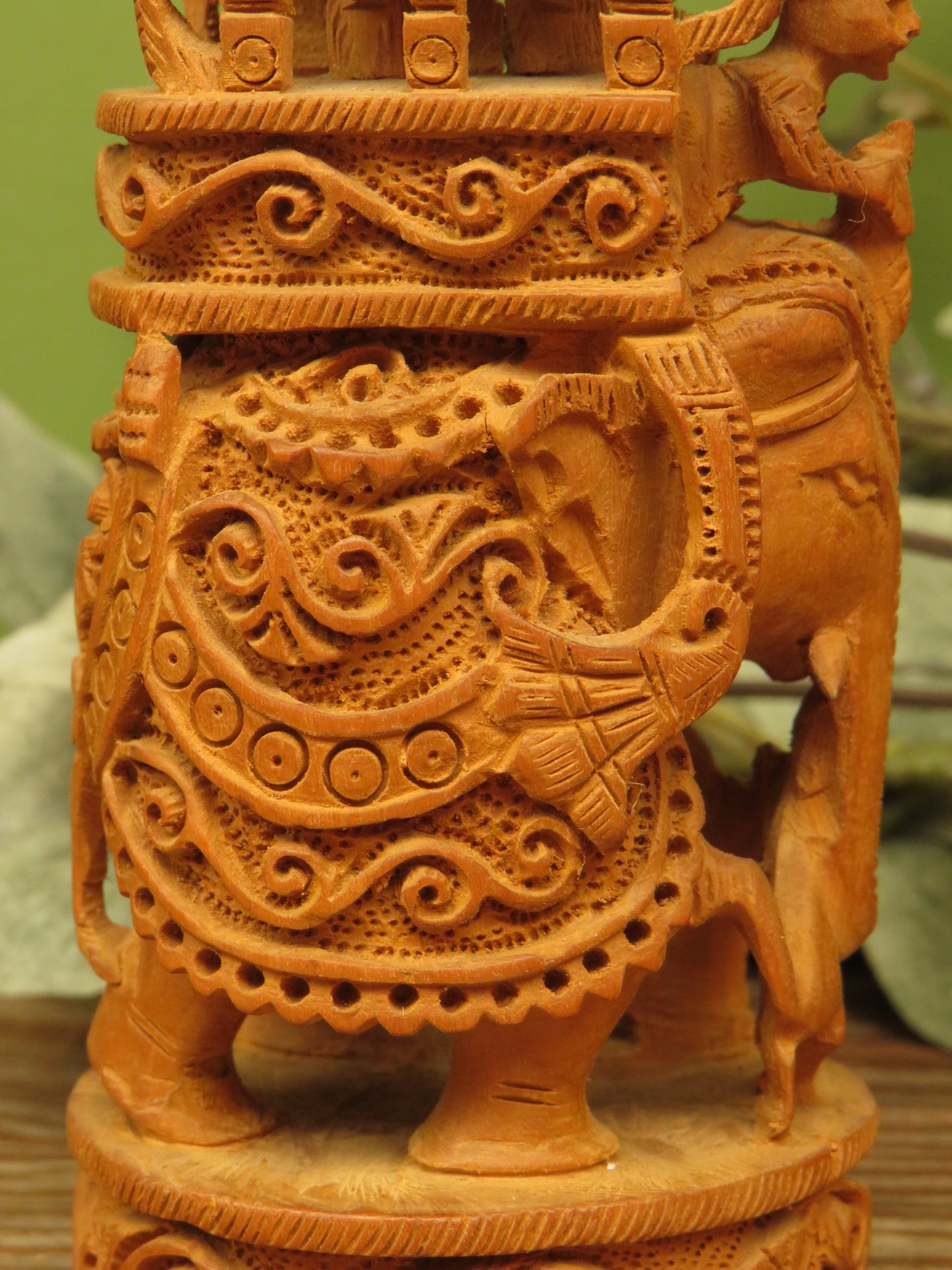 Vintage Indian Hand Carved Dasara Elephant Ornament