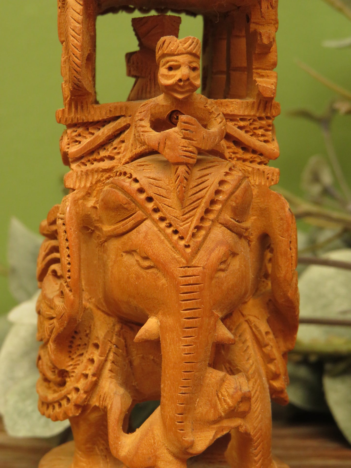 Vintage Indian Hand Carved Dasara Elephant Ornament