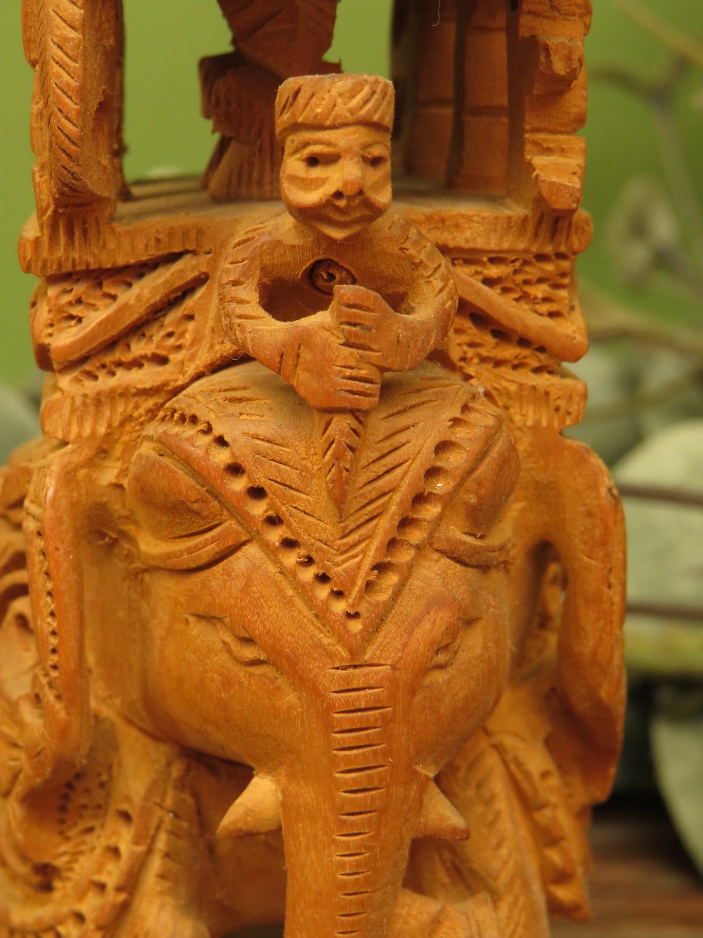 Vintage Indian Hand Carved Dasara Elephant Ornament