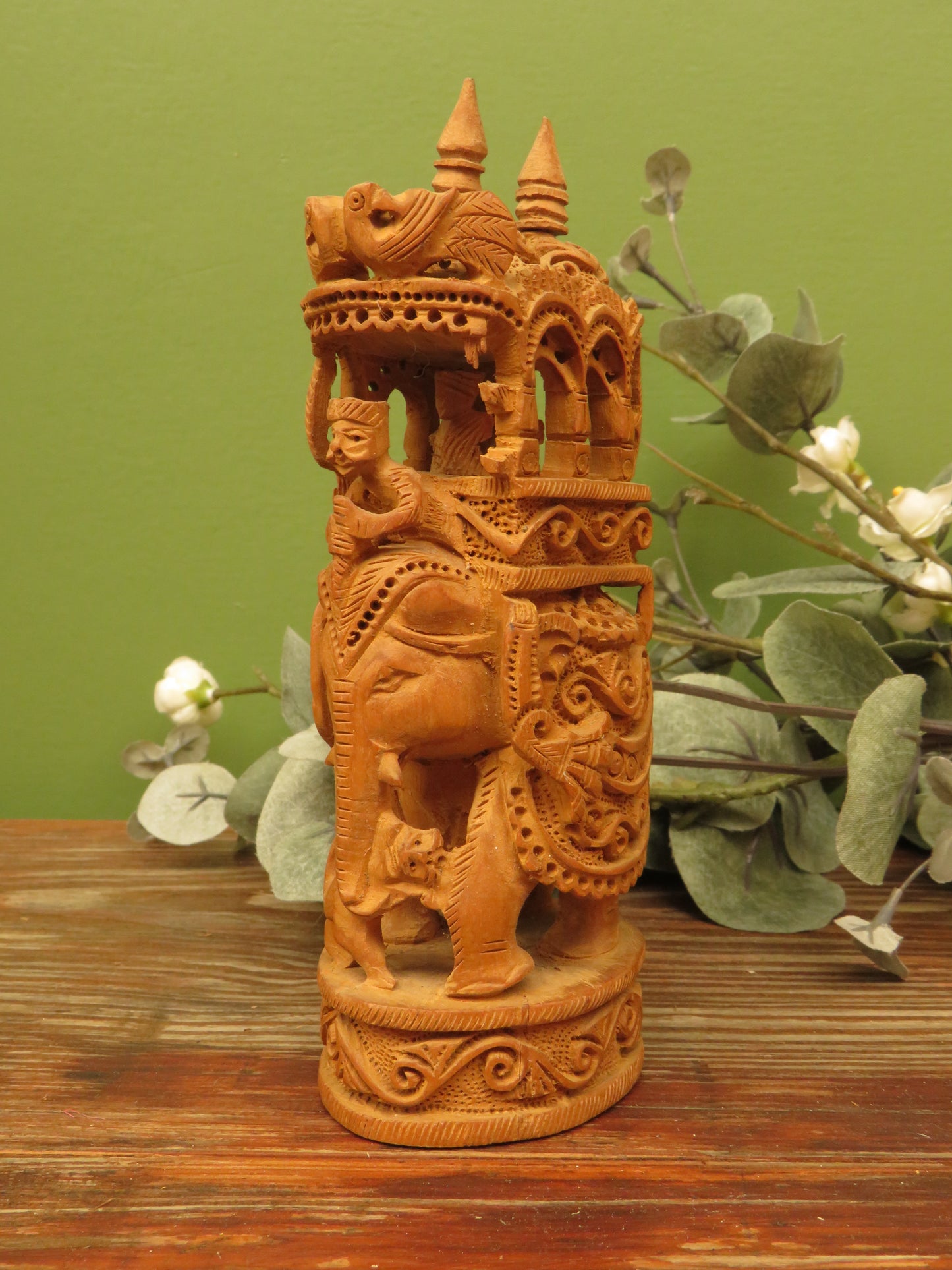 Vintage Indian Hand Carved Dasara Elephant Ornament