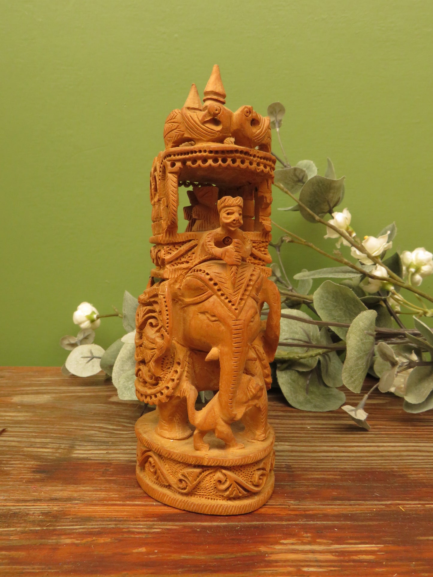 Vintage Indian Hand Carved Dasara Elephant Ornament