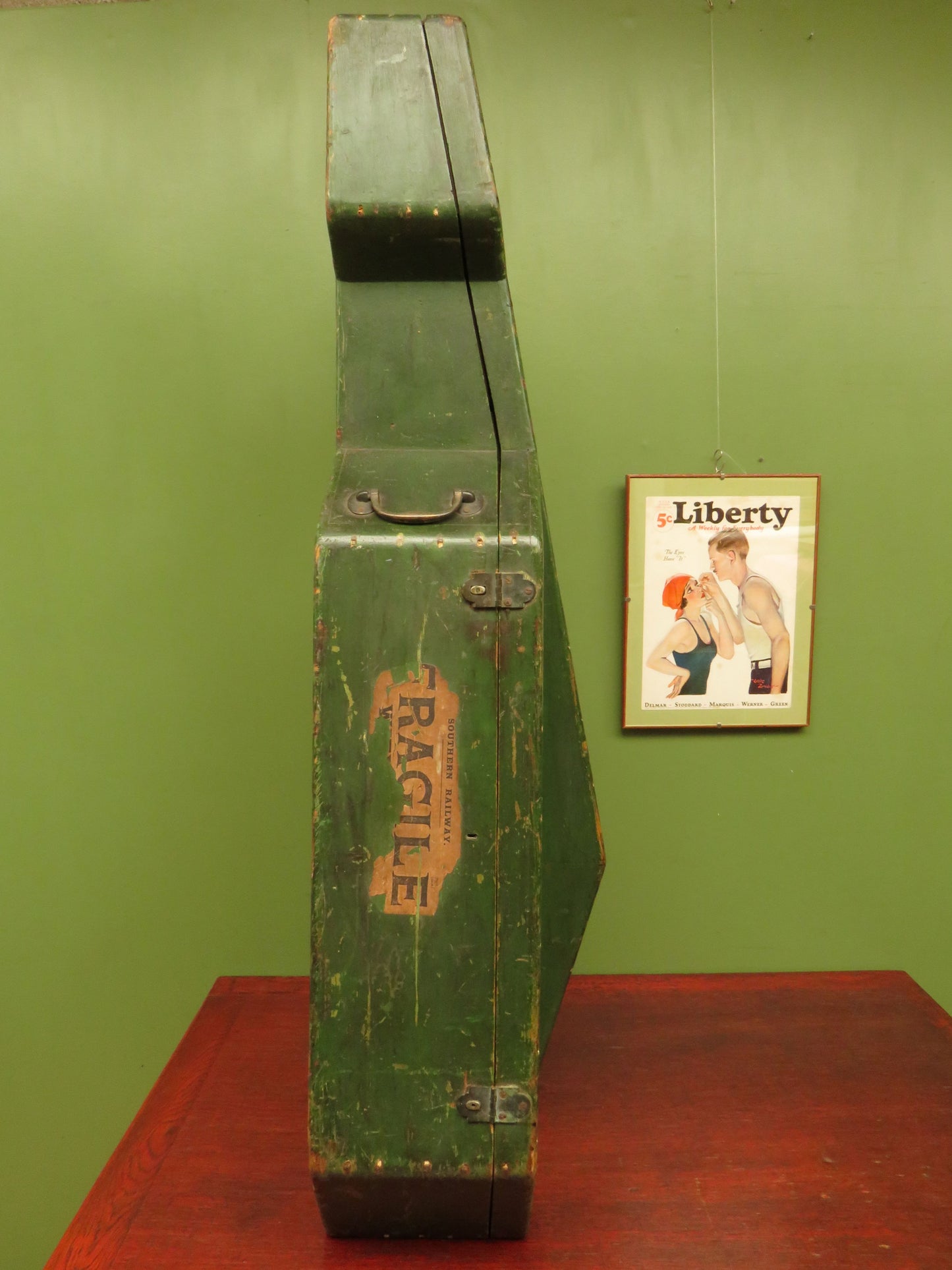 Antique Green Cello Case for Restoration or Display