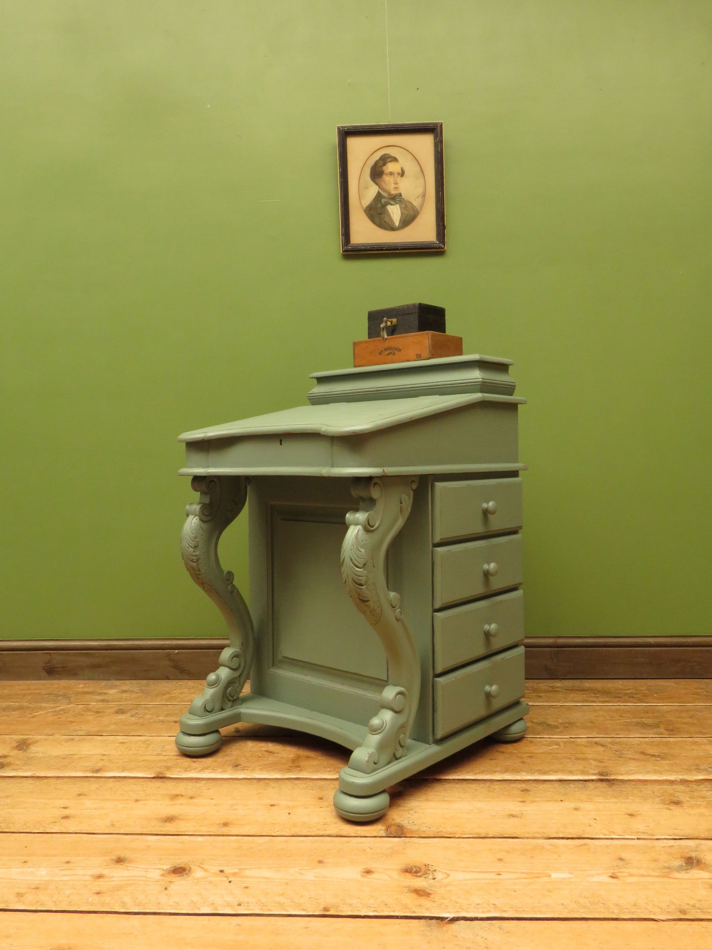 Green Painted Davenport Bureau Desk